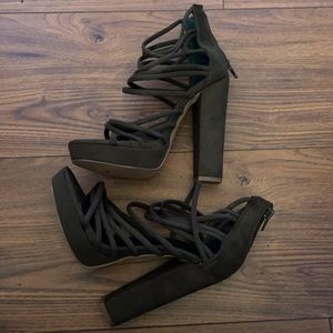 Shoe Republic Hunter Green Strapy Heels